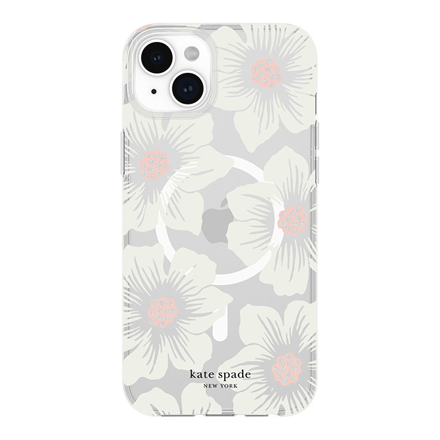 【iPhone15 Plus ケース】Protective Hardshell Case for MagSafe (Hollyhock Cream/Blush/Translucent White/Glitter Flower Centers/Black Logo)サブ画像