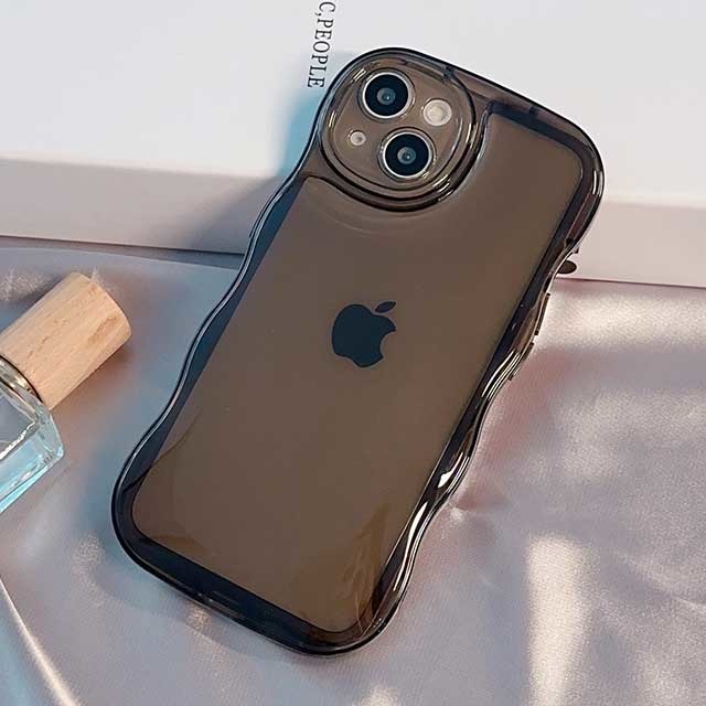 【iPhone15 ケース】Wavy Clear Case (black)