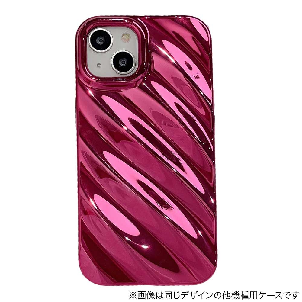 【iPhone15 Pro ケース】なみなみミラーケース (ローズレッド)