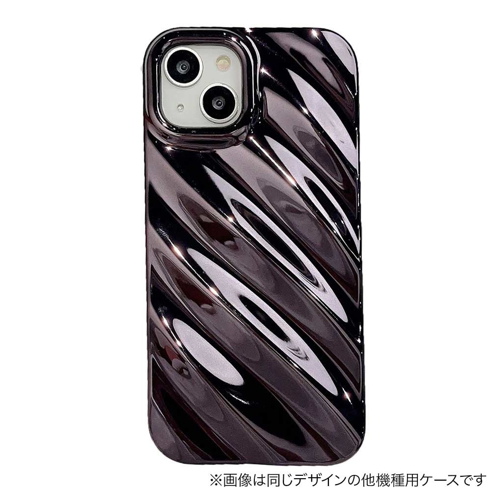 【iPhone15 Pro ケース】なみなみミラーケース (ブラック)