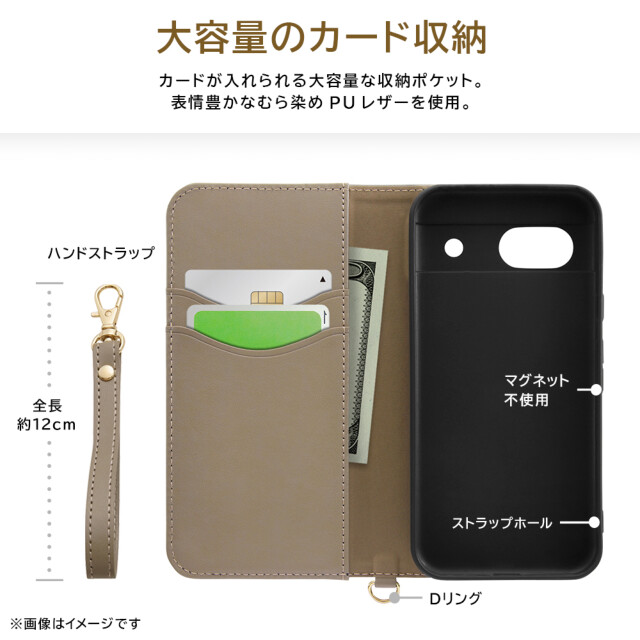 【Google Pixel 8a ケース】耐衝撃 手帳型レザーケース Raffine (グレー)goods_nameサブ画像