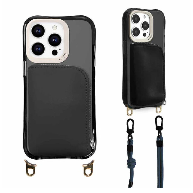 【iPhone15 Pro ケース】LEATHER POCKET CASE (ブラックブラック)サブ画像