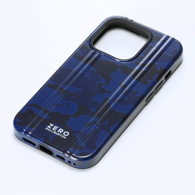 【アウトレット】【iPhone15 Pro ケース】ZERO HALLIBURTON Hybrid Shockproof Case (Navy Camo)