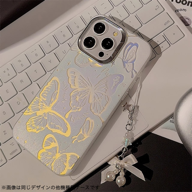 【iPhone15/14/13 ケース】オーロラケース ストラップ付き(バタフライ)goods_nameサブ画像