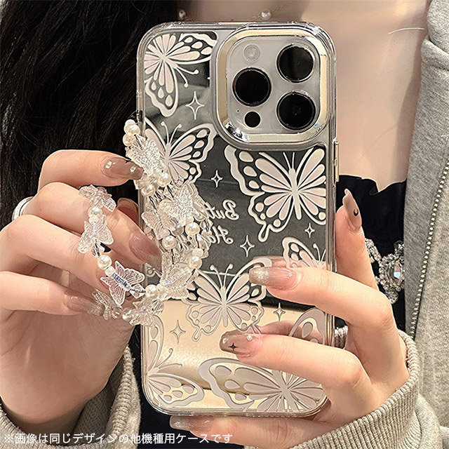 【iPhone15/14/13 ケース】ミラーケース ストラップ付き(バタフライ)goods_nameサブ画像