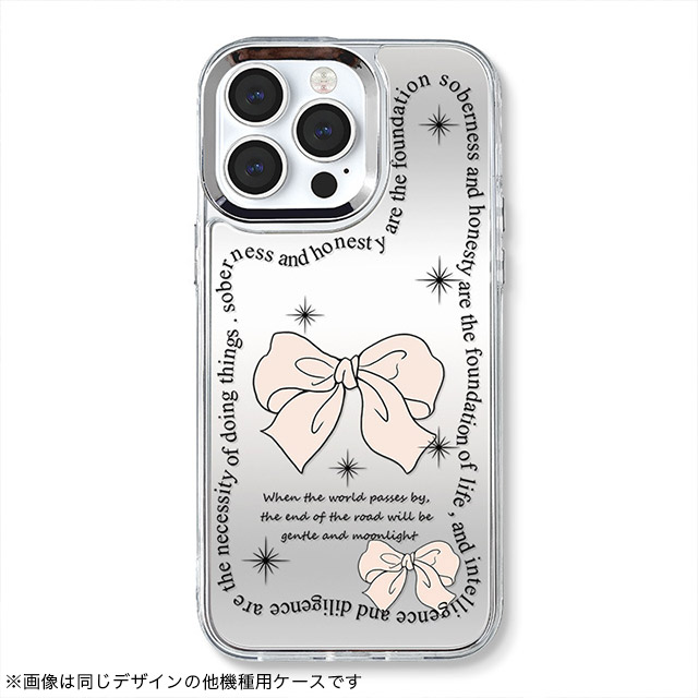 【iPhone15/14/13 ケース】ミラーケース ストラップ付き(リボン)サブ画像