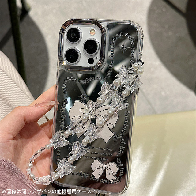 【iPhone15/14/13 ケース】ミラーケース ストラップ付き(リボン)サブ画像