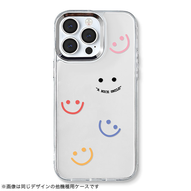 【iPhone15/14/13 ケース】ミラーケース ストラップ付き(スマイル)サブ画像