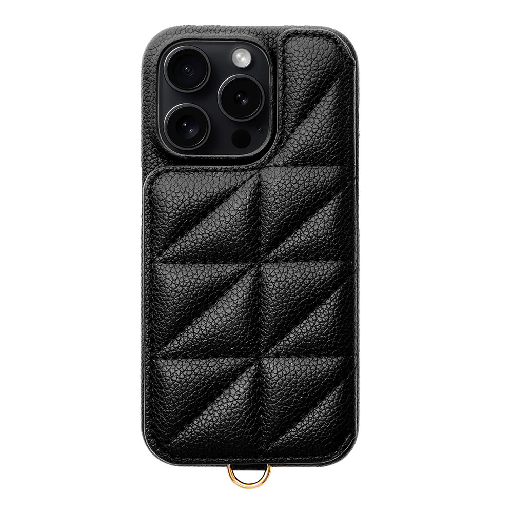 【iPhone15Pro ケース】Triangle Puffy Case (black)