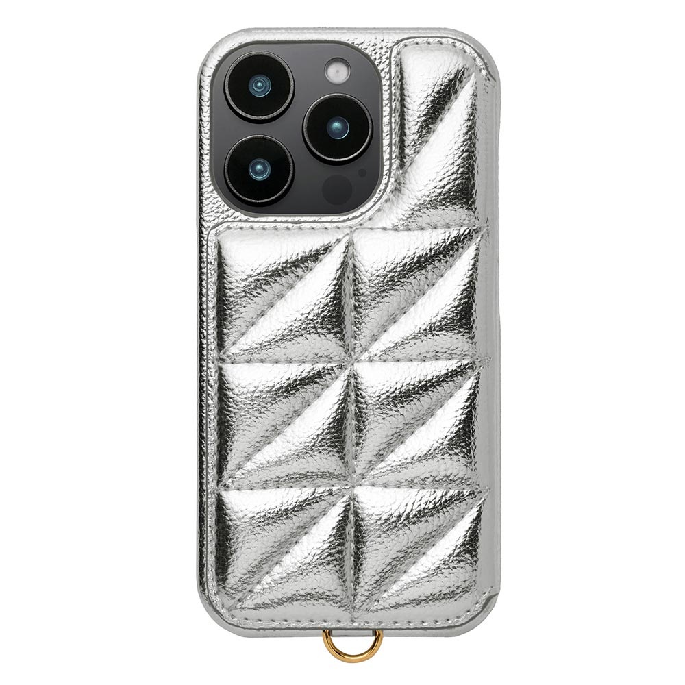 【iPhone16 Pro ケース】Triangle Puffy Case (silver)