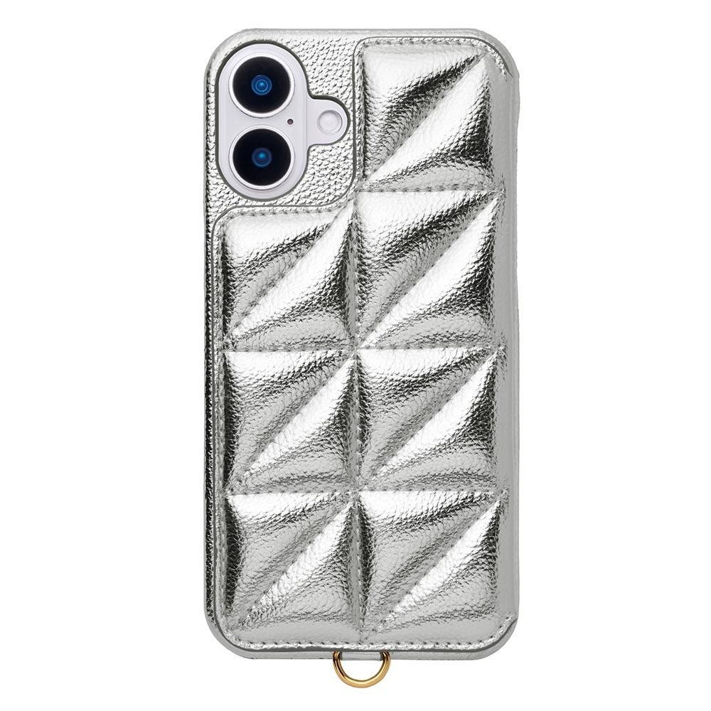 【iPhone16 Plus ケース】Triangle Puffy Case (silver)