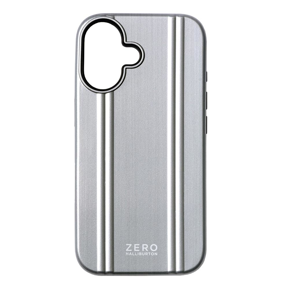 【iPhone16 ケース】ZERO HALLIBURTON Hybrid Shockproof Case (Matte Silver)