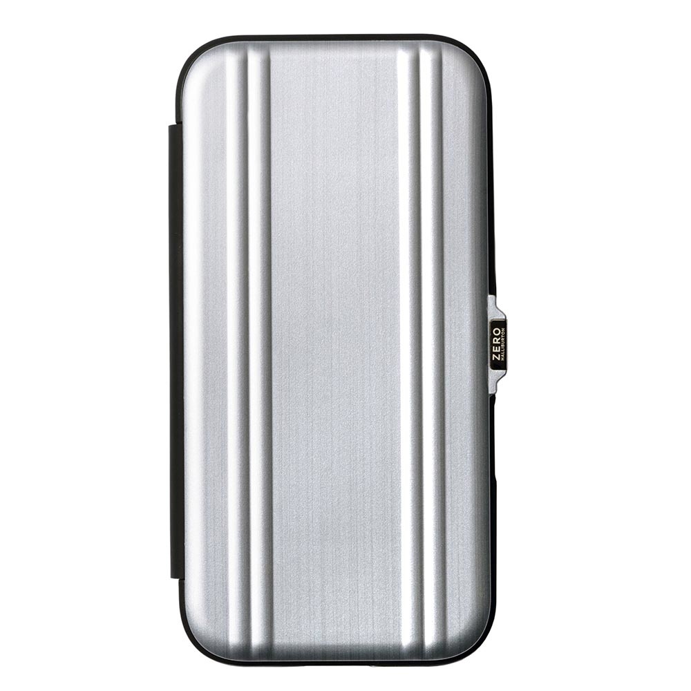 【iPhone16 Pro ケース】ZERO HALLIBURTON Hybrid Shockproof Flip Case (Matte Silver)