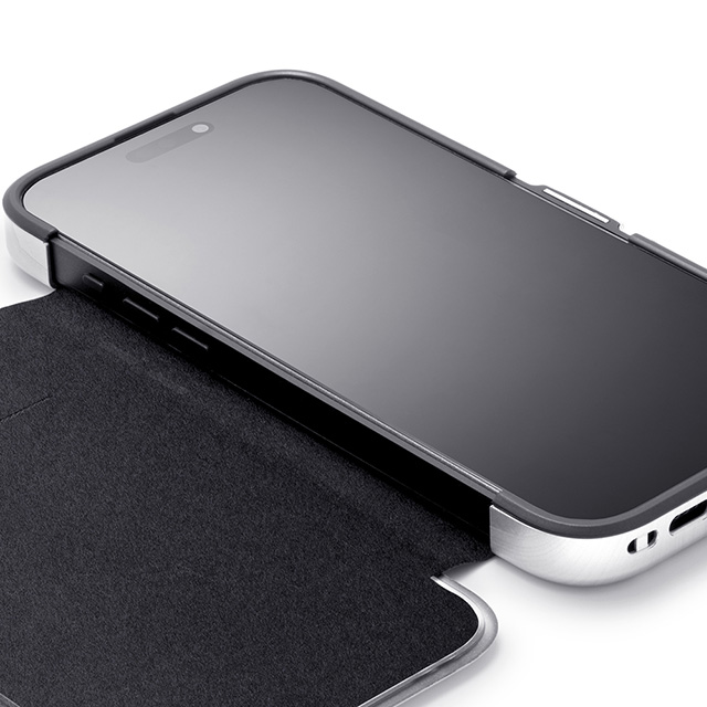 【iPhone16 ケース】ZERO HALLIBURTON Hybrid Shockproof Flip Case (Matte Silver)サブ画像