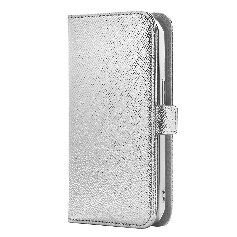 【iPhone15 Pro ケース】Rich in color Leather Book (silver)