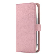 【iPhone15Proケース】Rich in color Leather Book (peach pink)