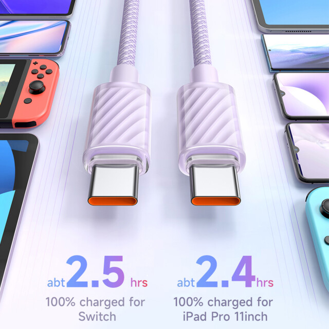 100W Type-C to Type-C Transparent Data Cable 1.2m (ブラック)サブ画像