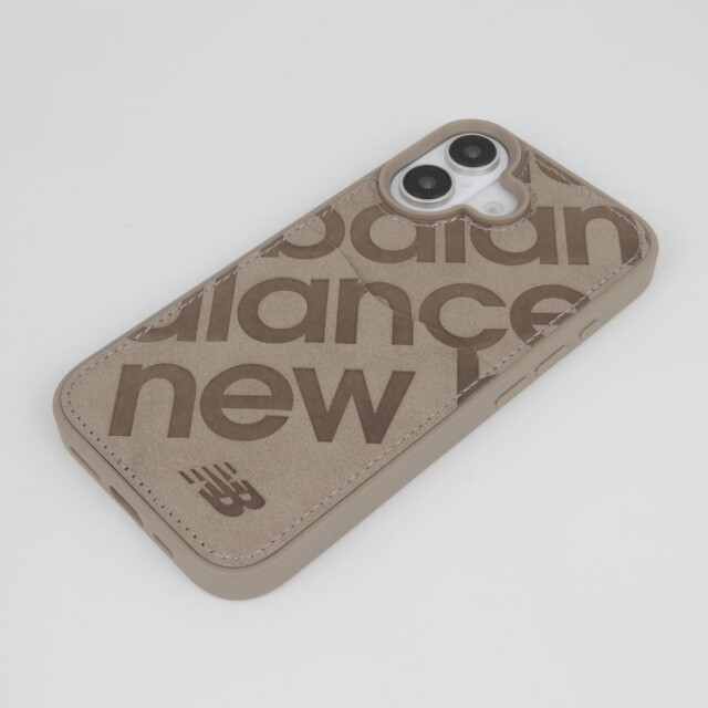 【iPhone16 ケース】new balanceカード収納付き背面ケース (スタンプロゴスエード/グレージュ)サブ画像