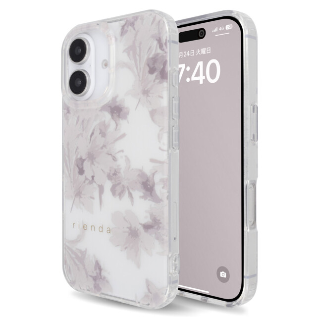 【iPhone16 ケース】rienda TPUクリアケース (Dress Flower/くすみホワイト)goods_nameサブ画像