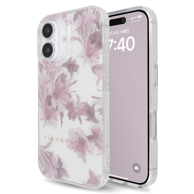 【iPhone16 ケース】rienda TPUクリアケース (Dress Flower/くすみピンク)goods_nameサブ画像