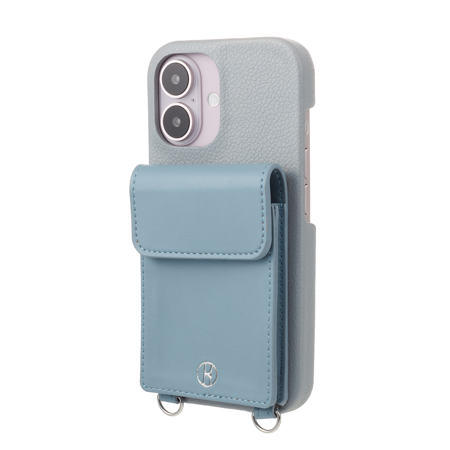 【iPhone16 ケース】Wrap Case with Pouch (Gray×Light Blue)サブ画像