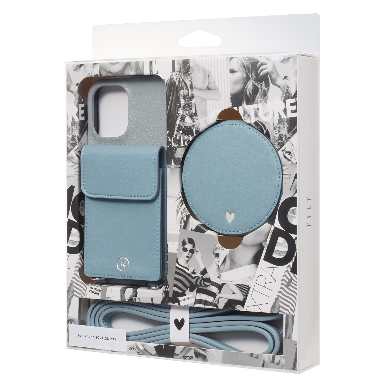 【iPhone16 ケース】Wrap Case with Pouch (Gray×Light Blue)サブ画像