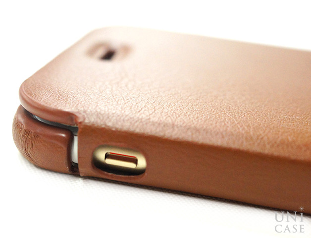 【iPhone6s/6 ケース】TRANS CONTINENTS LEATHER CASE for iPhone6s/6 (Brown)の側面スイッチ部分