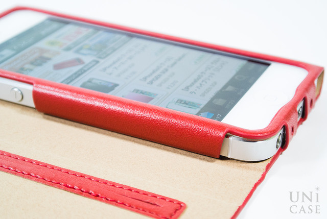 【iPhone5s/5 ケース】One-Sheet Leather Case レッドの折り込み